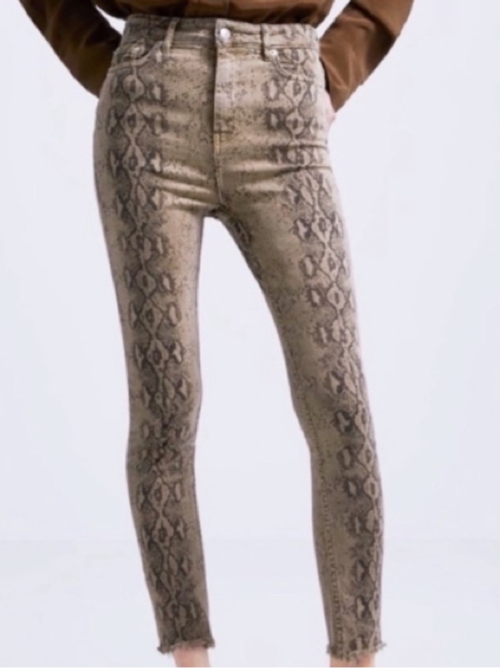 Zara Snake-Print Skinny Jeans